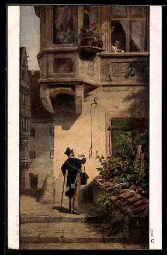 Künstler-AK Carl Spitzweg: Der Briefbote