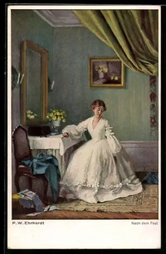 Künstler-AK sign. P. W. Ehrhardt: Nach dem Fest