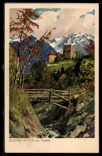 Künstler-AK Zeno Diemer: Meran, Blick auf Schloss Goyen