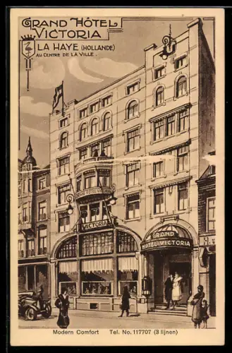 Künstler-AK La Haye, Grand Hotel Victoria, Wapen