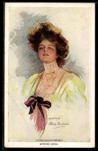 Künstler-AK Philip Boileau: Junge Frau im Kleid