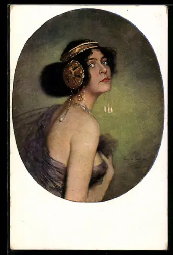 Künstler-AK sign. C. v. Pausinger: Salome mit Kopfschmuck