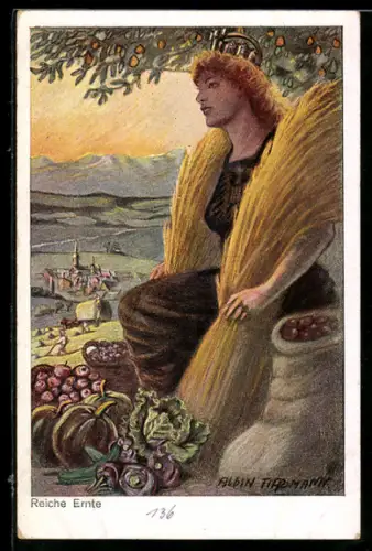 Künstler-AK Germania mit reicher Ernte