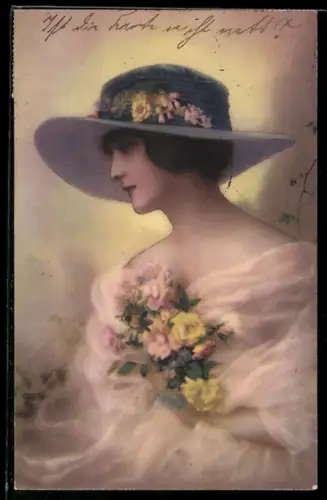 Künstler-AK Meissner & Buch (M&B) Serie 2526: schöne Frau mit Hut