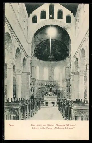 AK Pola, Innere der Kirche Madonna del mare