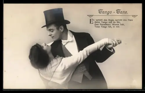 AK Paar in Abendkleidung beim Tango