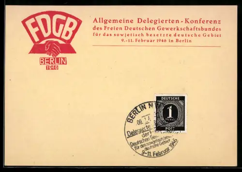 AK Berlin, Allgemeine Delegierten-Konferenz des FDGB 1946