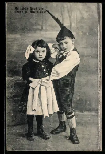 AK Variete-Künstler Emma und Alwin Teufel in Tracht