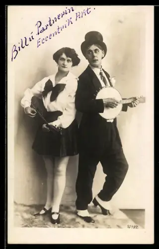AK Varietekünstler Bill und seine Partnerin mit Mandoline und Banjo
