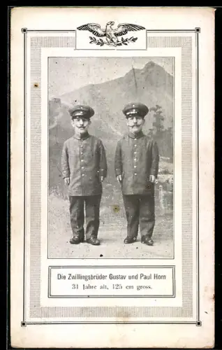 AK Zwillingsbrüder Gustav und Paul Horn, Liliputaner