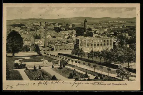 AK Auerbach i. V., Siegelohplatz mit Gesamtansicht