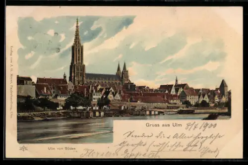 AK Ulm, Ortsansicht von Süden, Münster