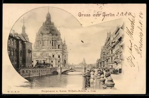 AK Berlin, Burgstrasse, Kaiser Wilhelm-Brücke, Dom