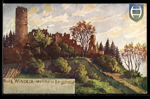 Künstler-AK Weinheim /Bergstrasse, Burg Windeck