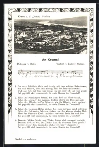 AK Krems a. d. Donau, Wachtau, Lied An Krems!