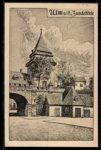 Künstler-AK Ulm a. D., Am Zundeltörle