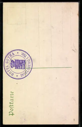 Lithographie Inselsberg, Hotel Gotha, Bergansicht