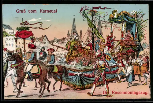 AK Köln, Rosenmontagszug auf dem Karneval in Köln