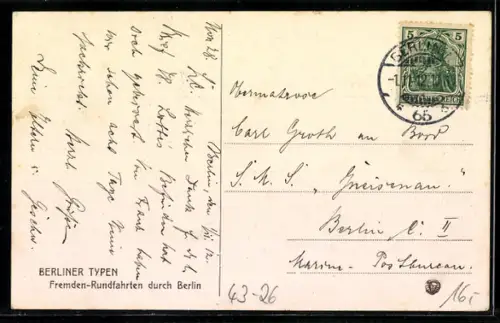 AK Berlin, Fremden-Rundfahrt m. Pferdekutsche