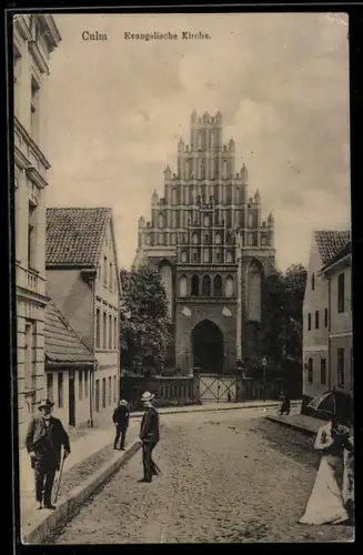 AK Culm, Strassenpartie mit Evangelischer Kirche