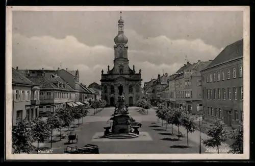 AK Rastatt, Blick in die Zaisestrasse auf die Kirche