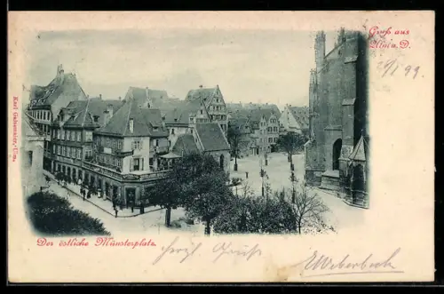 AK Ulm a. d. D., Strasse am östlichen Münsterplatz