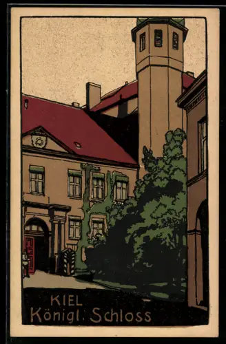 Steindruck-AK Kiel, Königliches Schloss