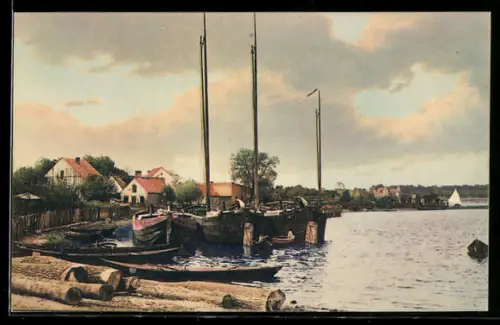 AK Caputh a. d. H., Strand, Boote, Uferansicht