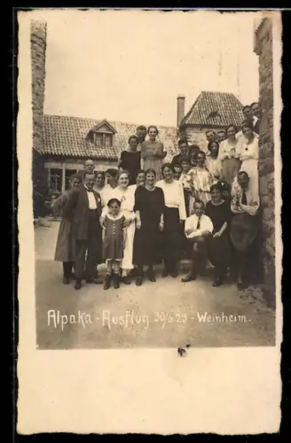 Foto-AK Weinheim /Bergstrasse, Ausflug des Beamtenverein Alpaka aus Mannheim
