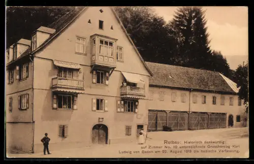 AK Griesbach, Rotbau, Grossherzog Karl Ludwig von Baden unterzeichnete hier die badische Verfassung. 22.8.1818