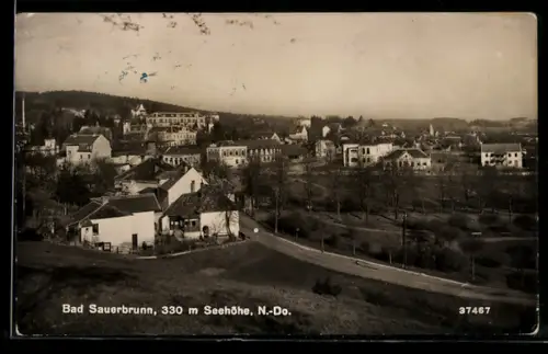 AK Bad Sauerbrunn /N.-Do., Panorama mit Ort