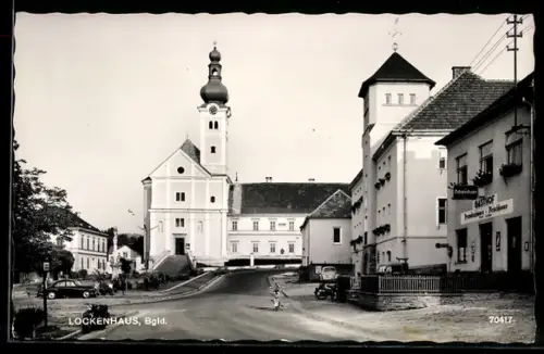 AK Lockenhaus /Bgld., Marktplatz mit Kirche