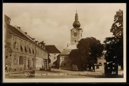AK Friedberg am Wechsel, Hauptplatz mit Kirche