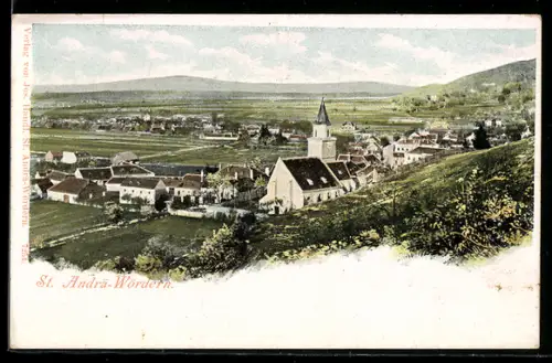 AK St. Andrä-Wördern, Panorama mit Kirche und Ort