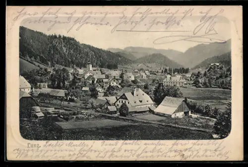 AK Lunz, Panorama mit Kirche und Gehöften