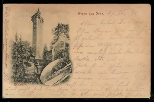 AK Graz, Aussichtsturm mit Park