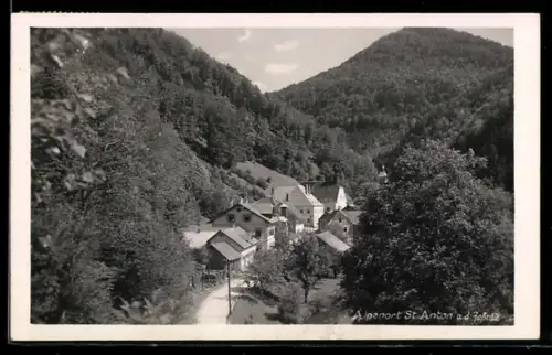 AK St. Anton a. d. Jessnitz, Alpenort aus der Vogelschau