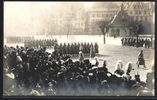 Foto-AK Ulm /Donau, Soldatenaufmarsch 1913
