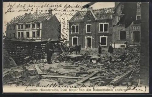 AK Witten /Ruhr, Zerstörte Häuserreihe nahe der Roburitfabrik, Explosion