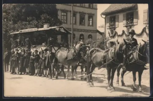 Foto-AK Unteraspach, Festzug 1928