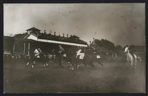 Foto-AK Mannheim, Rennen auf der Pferderennbahn 1913