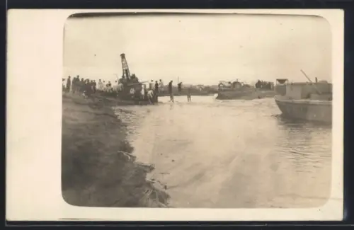 Foto-AK Hamburg-Bergedorf, Dammbruch Schleusengraben, Nettelnburg 1930