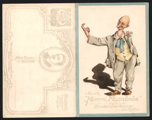 Klapp-AK Operette Bruder Leichtsinn Tanzlied Ach, komm' Rosalinde!