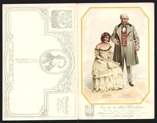 Klapp-AK Lied Es ist a alte Hauben, Aranka und Tschöll im Duett