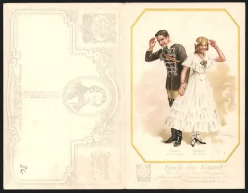 Klapp-AK Lied: Guck ein bisserl!, Operette Hannerl v. F. Schubert, Franz und Helene