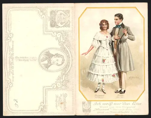 Klapp-AK Lied Ich weiss nur das eine, Hannerl und Hans im Duett