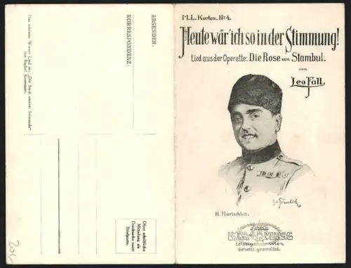 Klapp-AK Heute wär` ich so in der Stimmung! Lied aus der Operette Die Rose von Stambul von Leo Fall