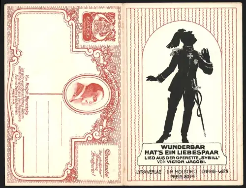 Klapp-AK Lied aus der Operette Sybill Wunderbar hat`s ein Liebespaar, Komponist Victor Jacobi