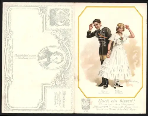 Klapp-AK Lied Guck ein bisser, Franz und Helene beim Tanz