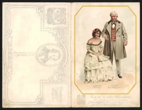 Klapp-AK Lied Es ist a alte Hauben, Aranka und Tschöll im Duett